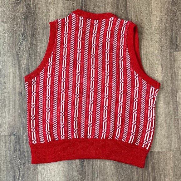 Vintage Leonardo Strassi 60s 70s Red Sweater Vest Sz L - Picture 8 of 11